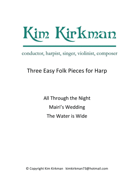 Free Sheet Music Three Easy Folk Pieces For Harp