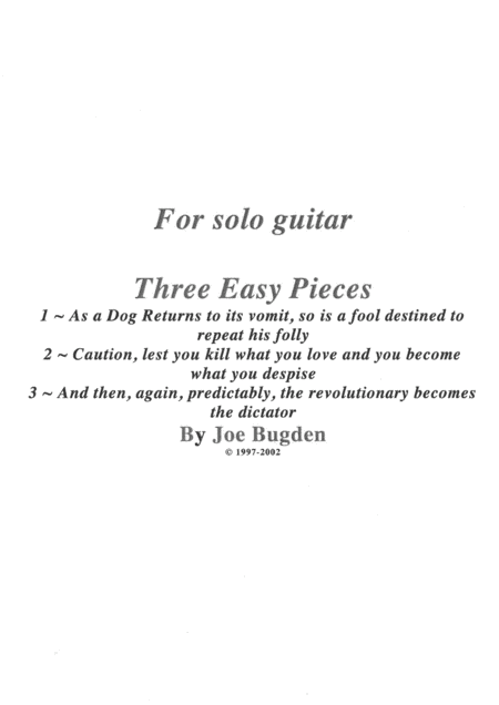 Free Sheet Music Three Easy Pieces For Solo Guitar