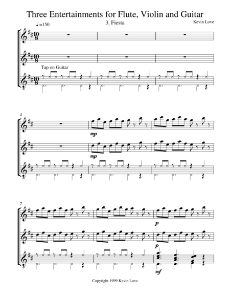 Free Sheet Music Three Entertainments Flute Violin And Guitar Fiesta Score And Parts