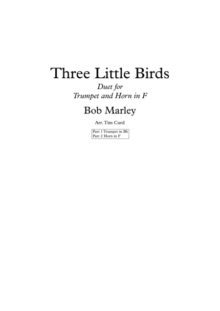 Three Little Birds Duet For Trumpet In Bb And Horn In F Sheet Music