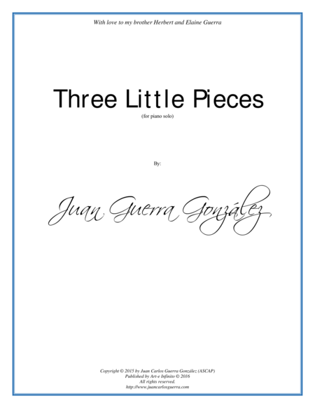 Free Sheet Music Three Little Pieces For Piano Solo