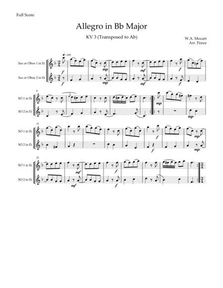 Three More Mozart Duets For Saxophone Or Oboe Kv3 4 And 6 Sheet Music