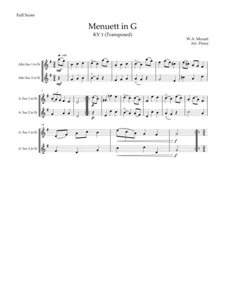 Free Sheet Music Three Mozart Duets For Saxophone Or Oboe Kv1 Kv2