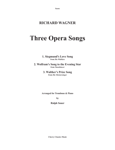 Three Opera Songs For Trombone And Piano Sheet Music