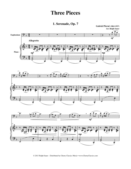 Three Pieces For Euphonium And Piano Sheet Music