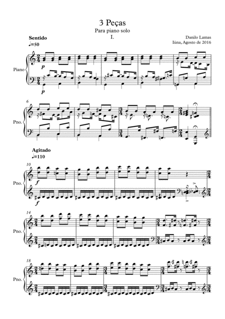 Three Pieces For Piano Solo Sheet Music