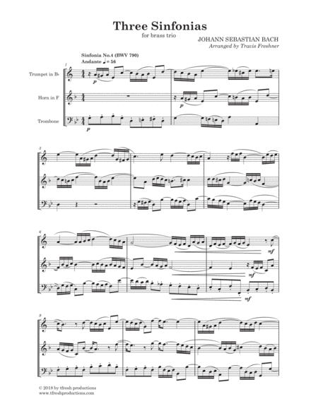 Three Sinfonias For Brass Trio Sheet Music