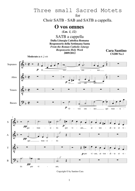 Three Small Sacred Motets For Choir Satb Sab Satb A Cappella Sheet Music