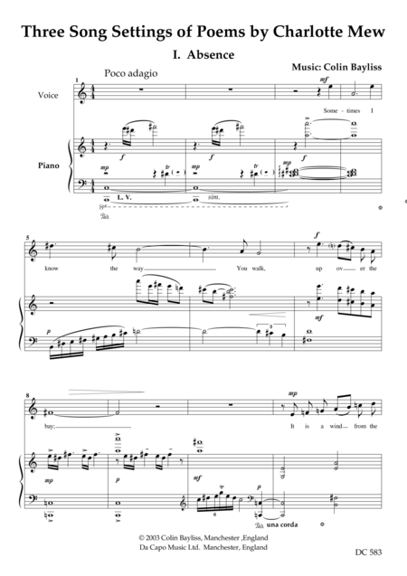 Three Song Settings Of Poems By Charlotte Mew Sheet Music