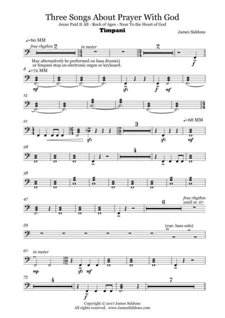 Three Songs About Prayer With God Timpani Part Sheet Music