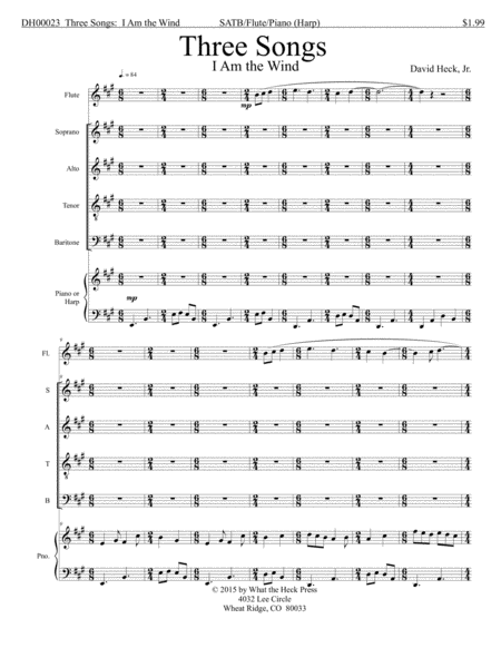 Three Songs I Am The Wind Sheet Music