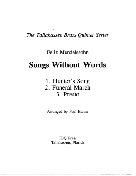 Three Songs Without Words Sheet Music