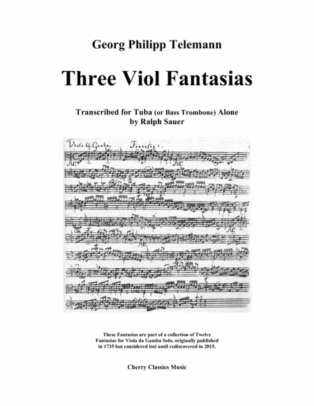 Three Viol Fantasias For Unaccompanied Tuba Or Bass Trombone Sheet Music