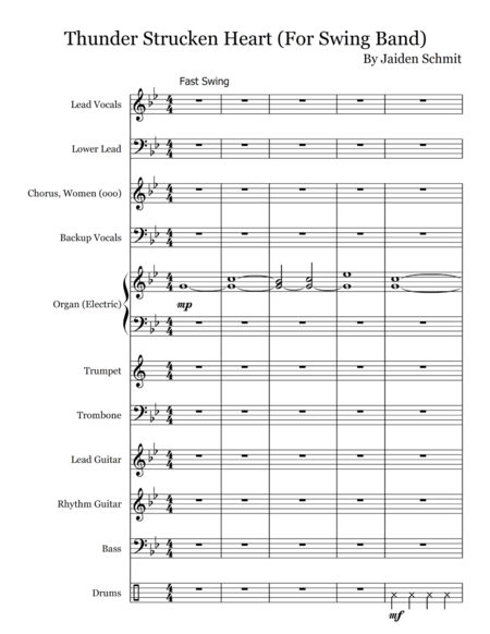 Free Sheet Music Thunder Strucken Heart