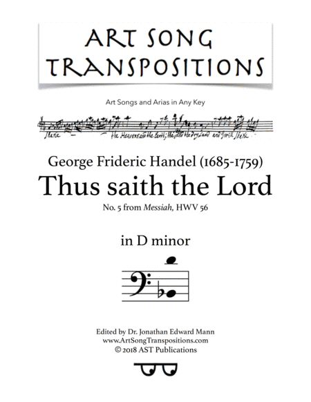 Thus Saith The Lord D Minor Sheet Music