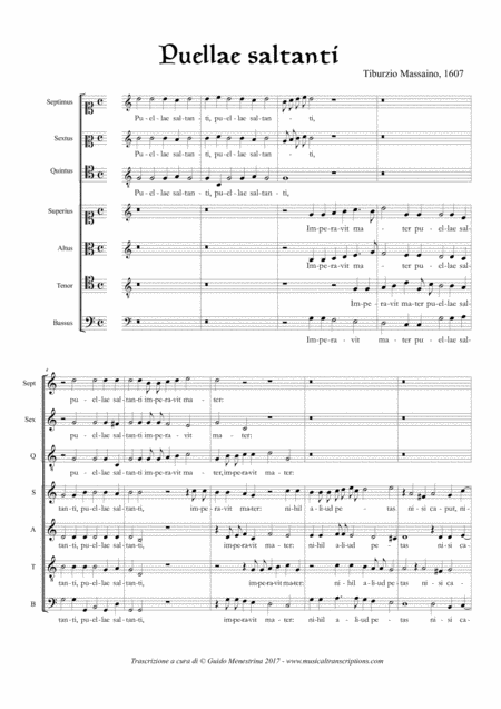 Free Sheet Music Tiburzio Massaino Puellae Saltanti 1607