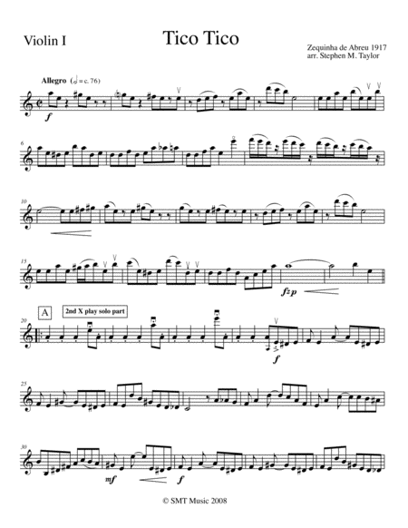 Tico Tico For String Quartet Sheet Music