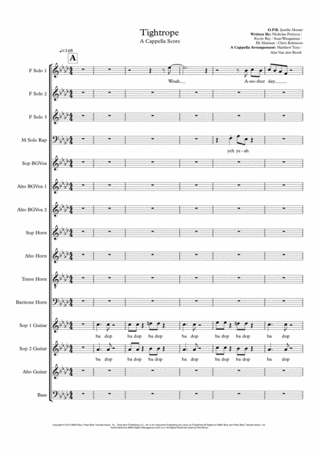 Free Sheet Music Tightrope Sssaaatttbbb