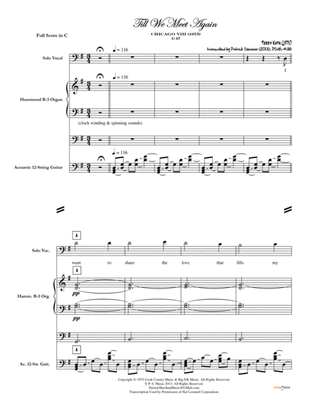 Till We Meet Again Chicago Full Score Set Of Parts Sheet Music