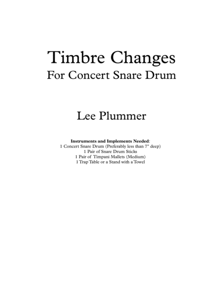 Free Sheet Music Timbre Changes For Concert Snare Drum