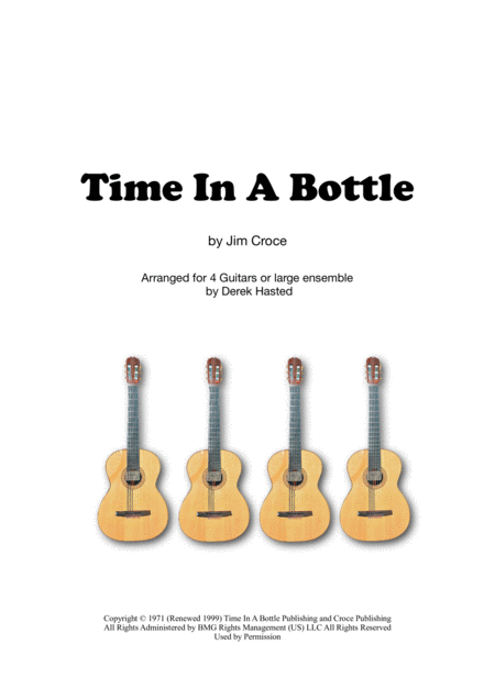Free Sheet Music Time In A Bottle For 4 Guitars Large Ensemble