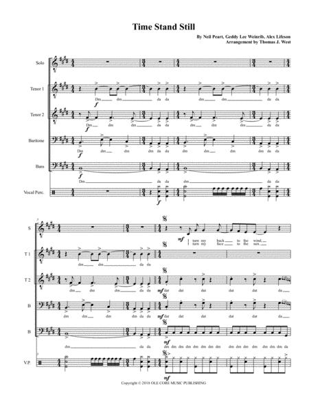 Time Stand Still Tttbb Contemporary A Cappella Sheet Music