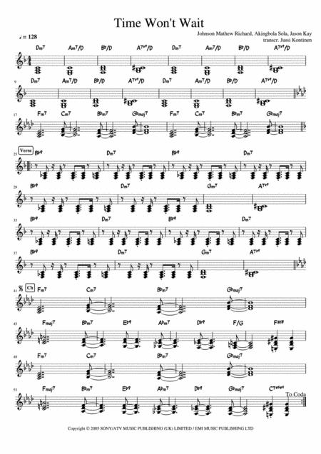 Time Wont Wait Jamiroquai Keyboard Part Sheet Music