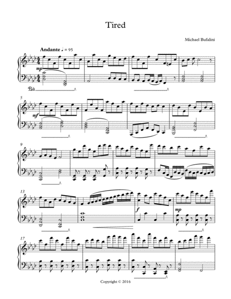 Free Sheet Music Tired