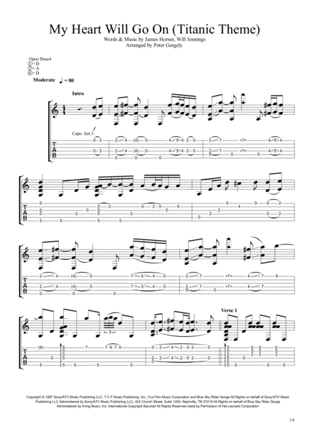 Titanic My Heart Will Go On Fingerstyle Guitar Sheet Music