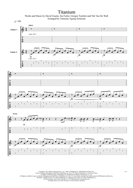 Titanium Duet Guitar Tablature Sheet Music