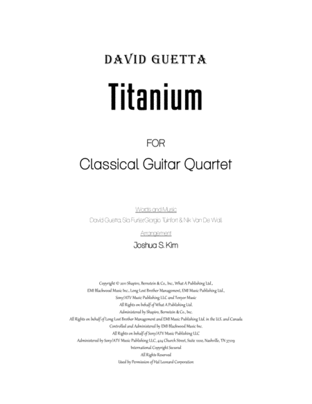 Titanium For Guitar Quartet Sheet Music