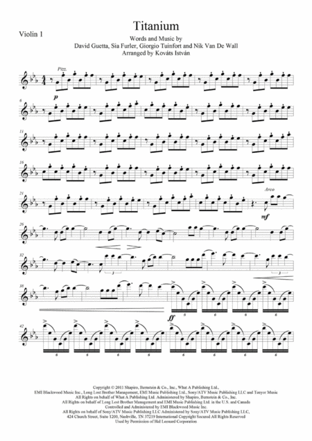 Titanium For String Quartet Sheet Music