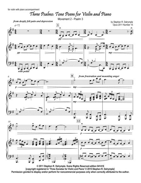 Free Sheet Music Title Three Psalms Tone Poem For Instrumental Solo Violin Movement 2 Psalm 3