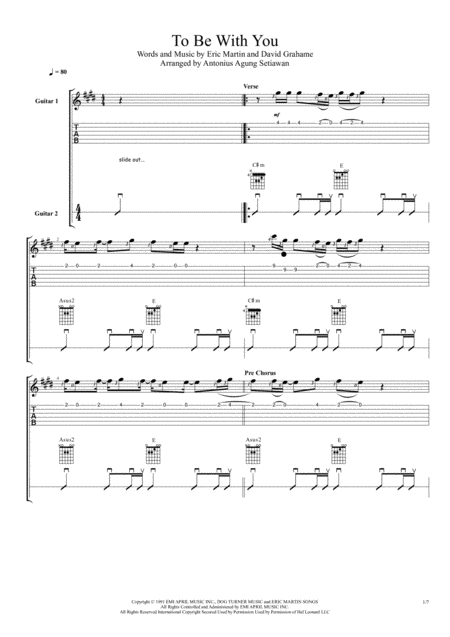 Free Sheet Music To Be With You Fingerstyle Guitar Duet