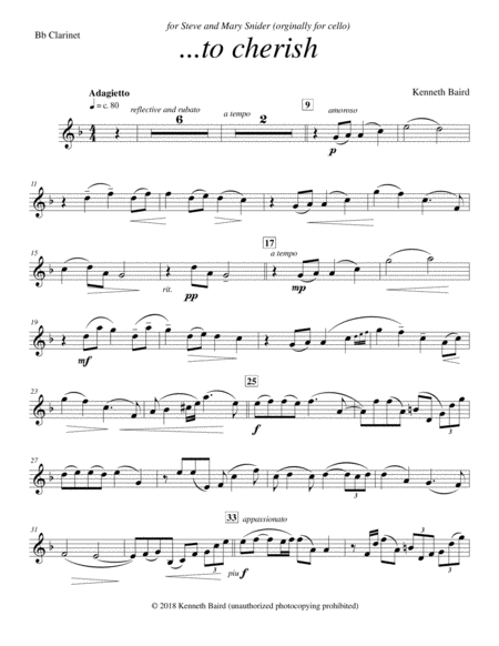 Free Sheet Music To Cherish For Clarinet And Piano