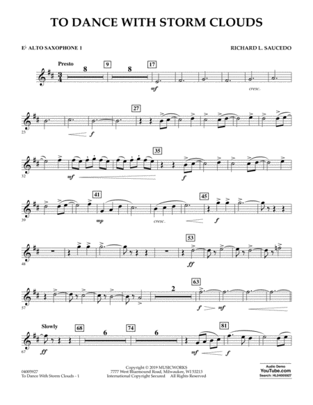 To Dance With Storm Clouds Eb Alto Saxophone 1 Sheet Music