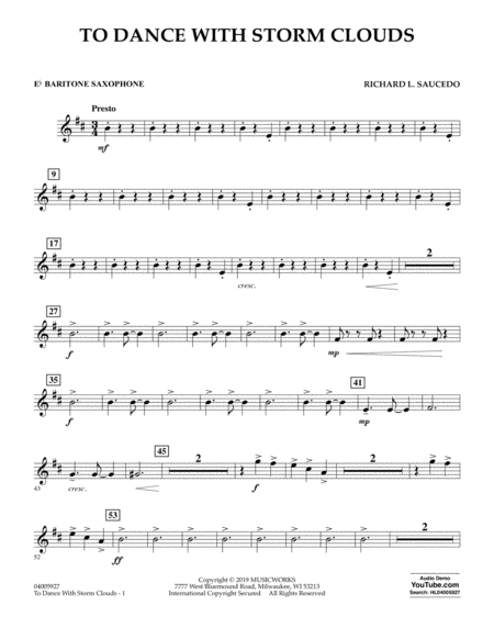 To Dance With Storm Clouds Eb Baritone Saxophone Sheet Music