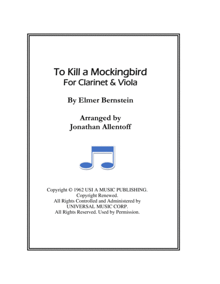 Free Sheet Music To Kill A Mockingbird For Clarinet Viola