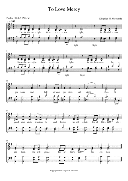 To Love Mercy Sheet Music