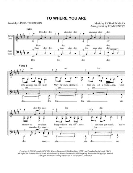 To Where You Are Ssaa Sheet Music