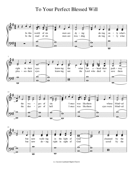 To Your Perfect Blessed Will Sheet Music