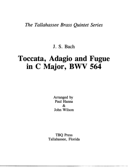 Toccata Adagio And Fugue Bwv 564 Sheet Music