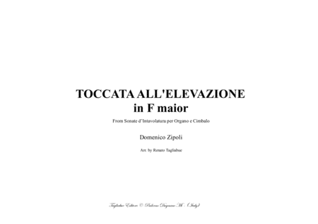 Toccata All Elevazione I In F Major D Zipoli Arr For Organ 3 Staff Sheet Music