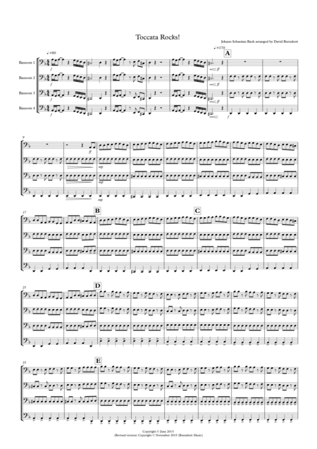 Toccata By Bach Rocks For Bassoon Quartet Sheet Music