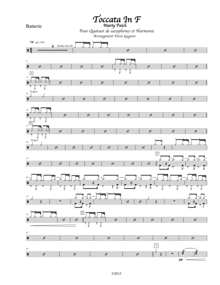 Toccata In F Pour Orchestre D Harmonie Et 4tuor De Saxophones Sheet Music