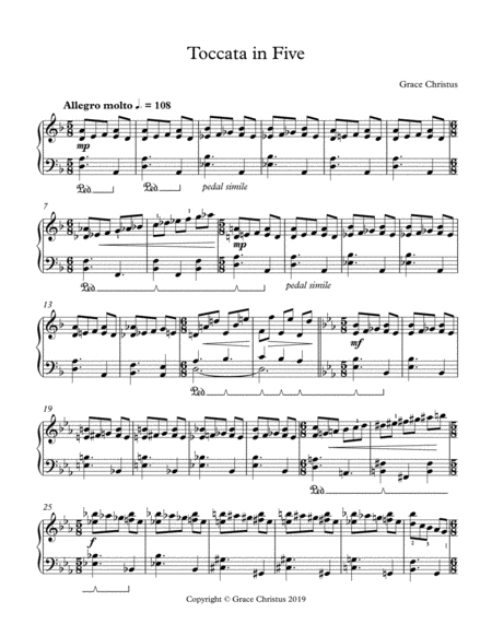Free Sheet Music Toccata In Five