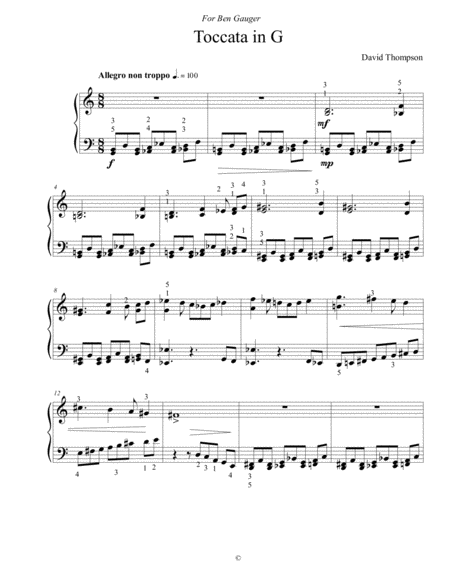 Toccata In G Sheet Music