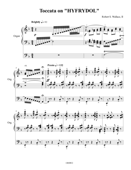 Free Sheet Music Toccata On Hyfrydol