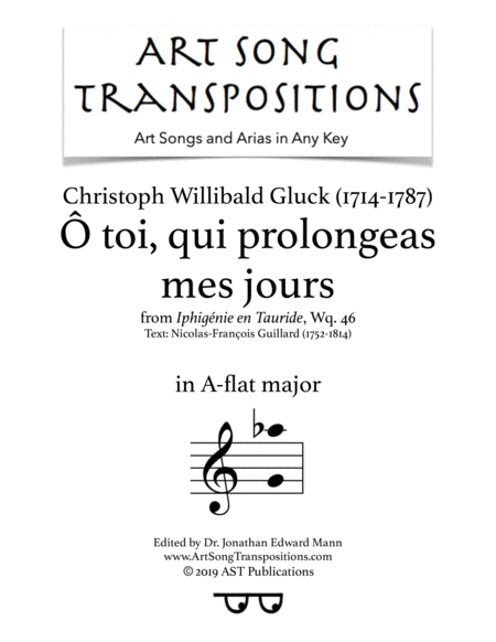 Toi Qui Prolongeas Mes Jours A Flat Major Sheet Music