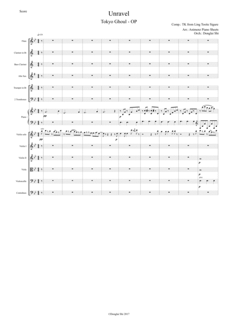 Free Sheet Music Tokyo Ghoul Op Unravel For Chamber Orchestra